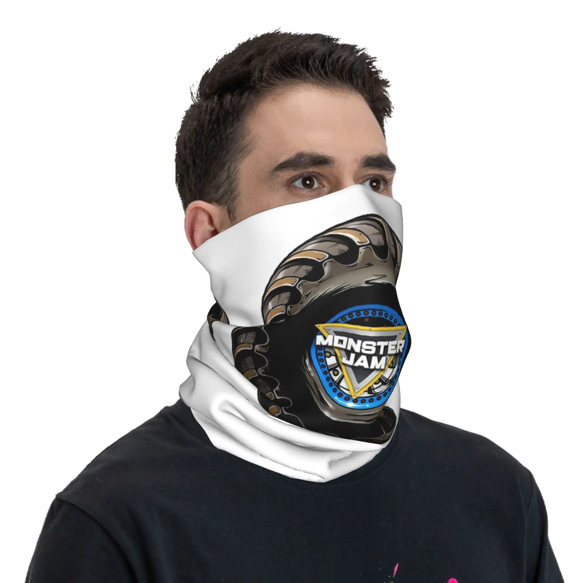 클래식 몬스터 잼 트럭 패턴 두건의 목 각반 인쇄 된 얼굴 스카프 다용도 얼굴 마스크 남성 여성을위한 야외 스포츠 성인