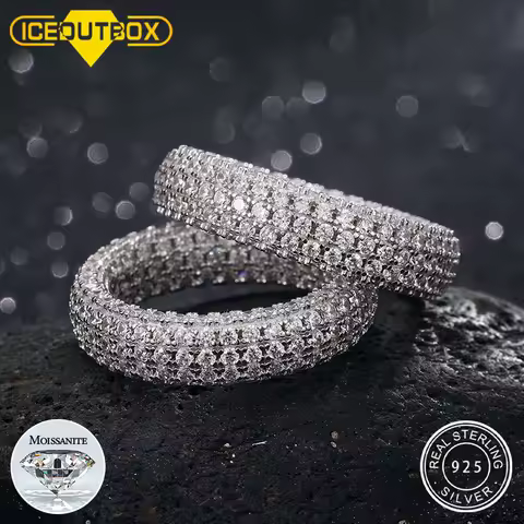 Sparkling Moissanite Couples Ring for Men Women Original 925 Sterling Silver Luxury Full D VVS Diamond Ring Hip Hop Jewelry Gift