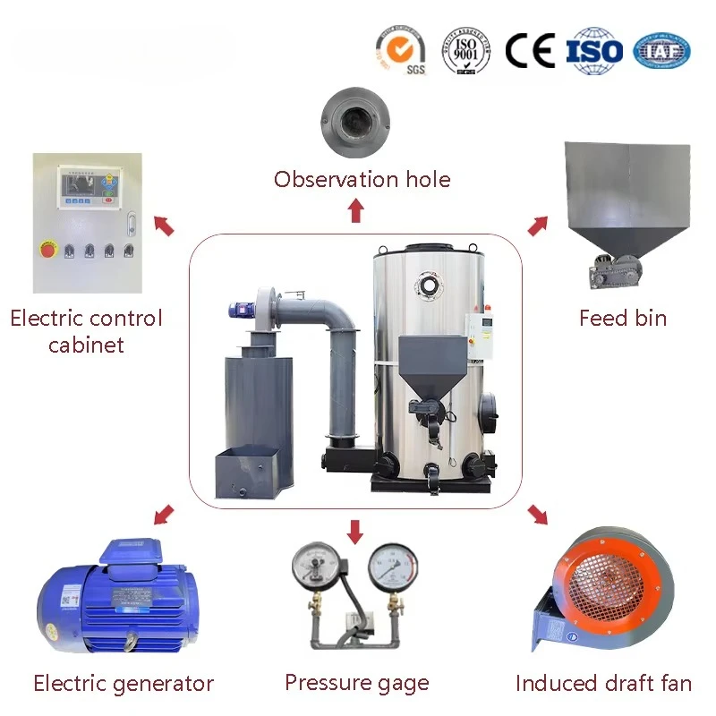 Iomass Steam Generator Vertical 200-700kg Wood Coal Fired Industrial High Efficiency Energy Saving Durable Custom