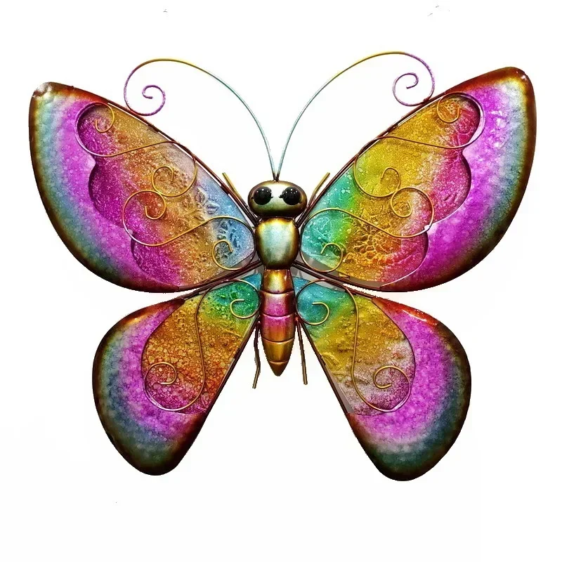 Interior decoration wall living room room aisle hanging ornaments warm 2D three-dimensional painting butterfly iron crafts