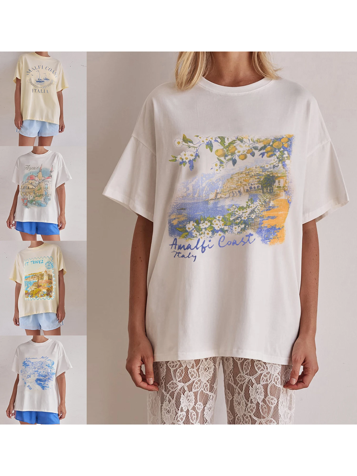 T-Shirt à manches courtes pour femmes, Vintage, rétro, imprimé Floral, décontracté, ample, graphique, pour Boho Chic, Streetwear, mode