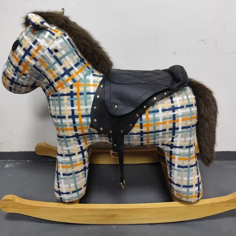 Creative Modern Riding Chair Pony Styling Chair Trojan Horse Modern Living Room Children's Fabric Rocking Chair Home