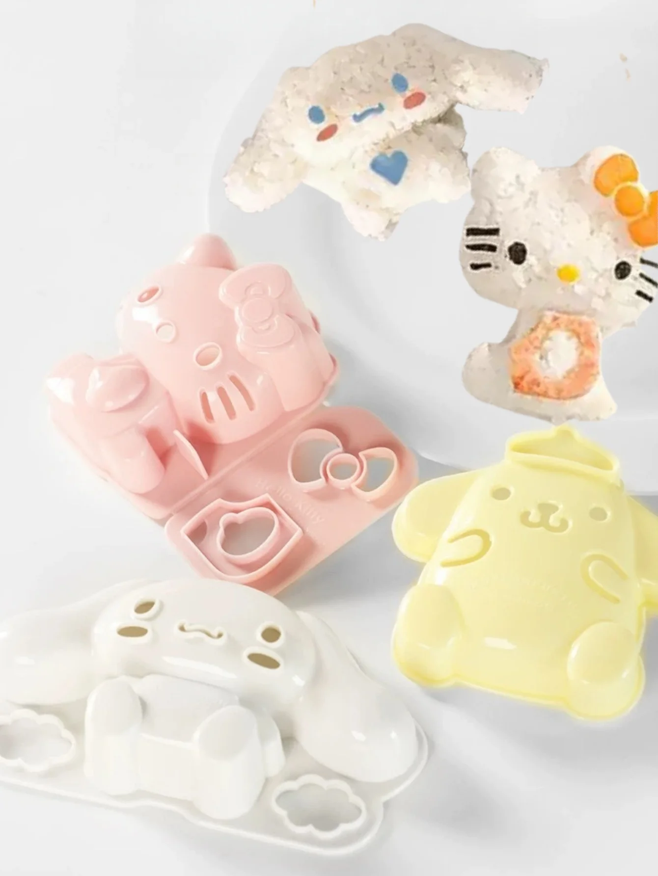 

1pc Sanrio HelloKitty Bento Mold - Pastel Pink/Yellow/White Cute Rice Ball Maker Characterthemed Mold, Easyrelease Material