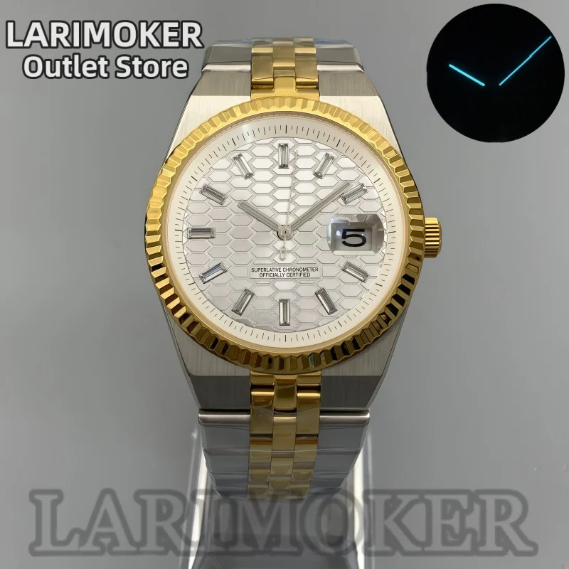 

LARIMOKER 36 мм 40 мм NH35 PT5000 Мужские автоматические механические часы с горизонтальным полосатым циферблатом и сапфировым стальным ремешком