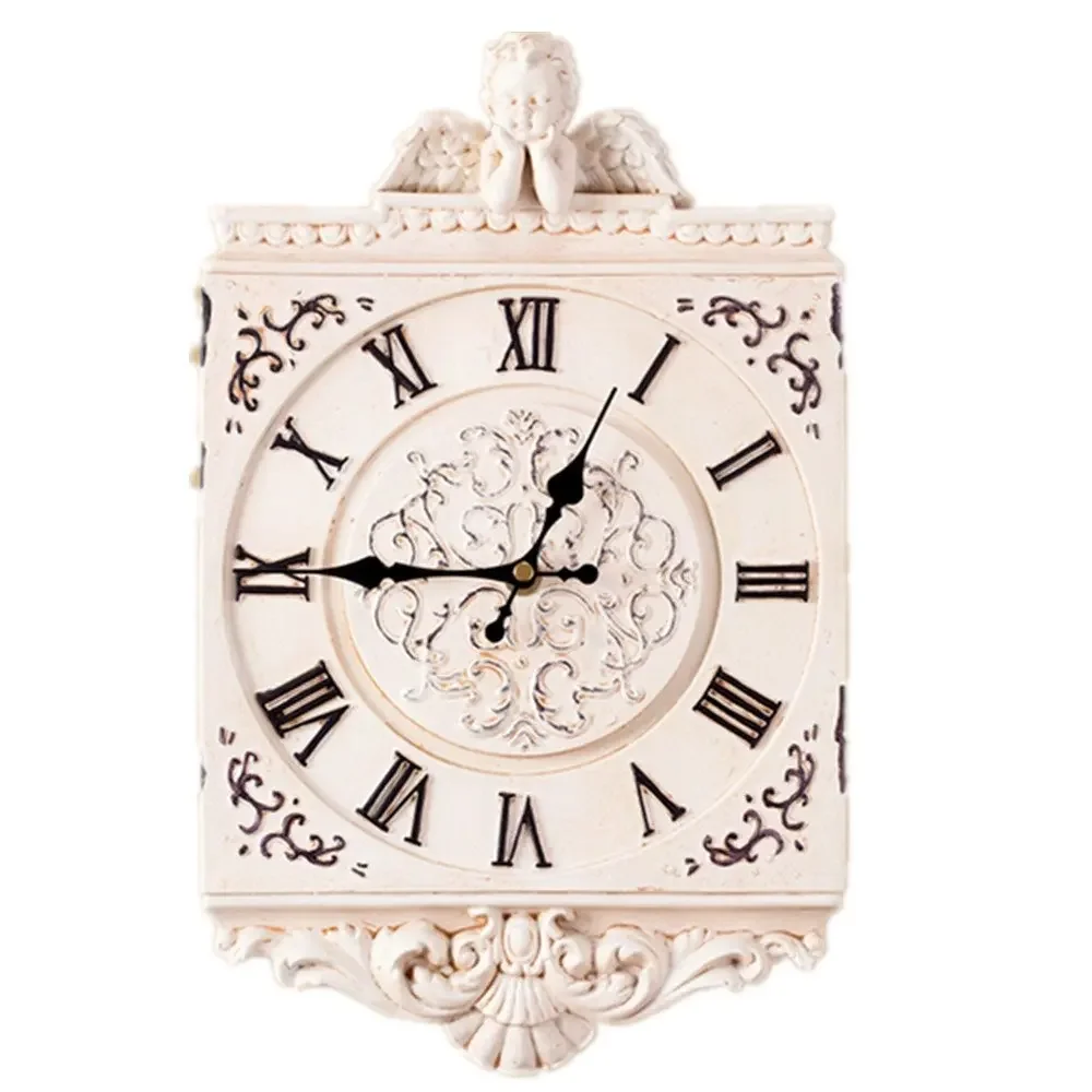 

European Style Creative Home Decoration Silent Stone Sculpture Cupid Antique Clock 10 Inch