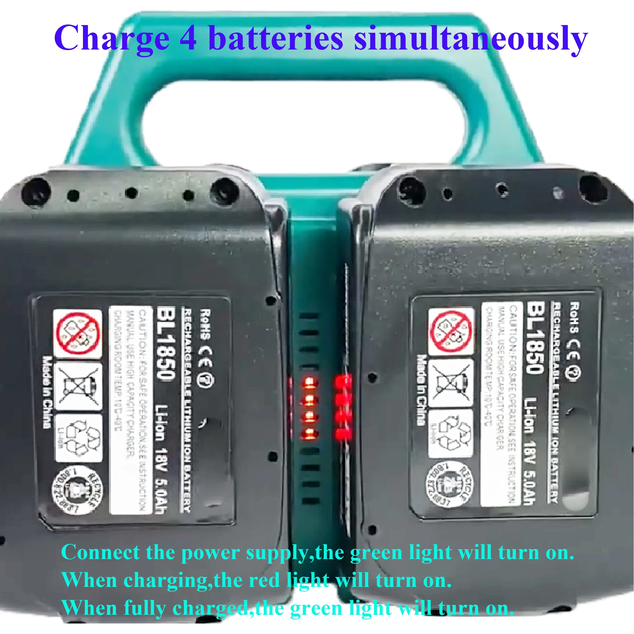 BL1830 Charger For Makita 18V Lithium Battery Case Packs DC18RC DC18SF DC18RF For HongSong 21V Charge 4 Batteries Simultaneously
