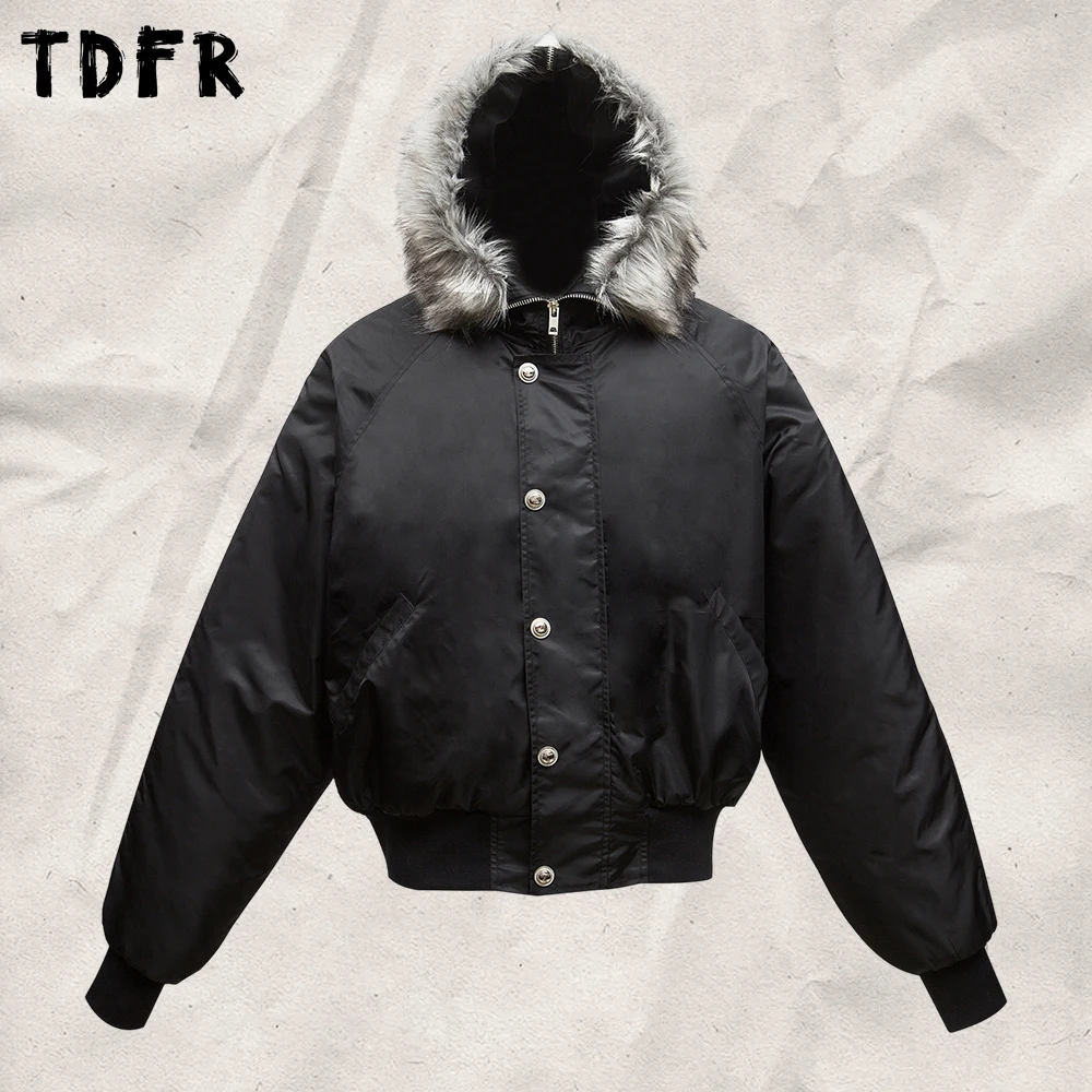 Ma-1 Bomber Hooded Padded Jacket Mens Winter Zipper Hat Long Sleeve Quilted Jacket Man Outerwear