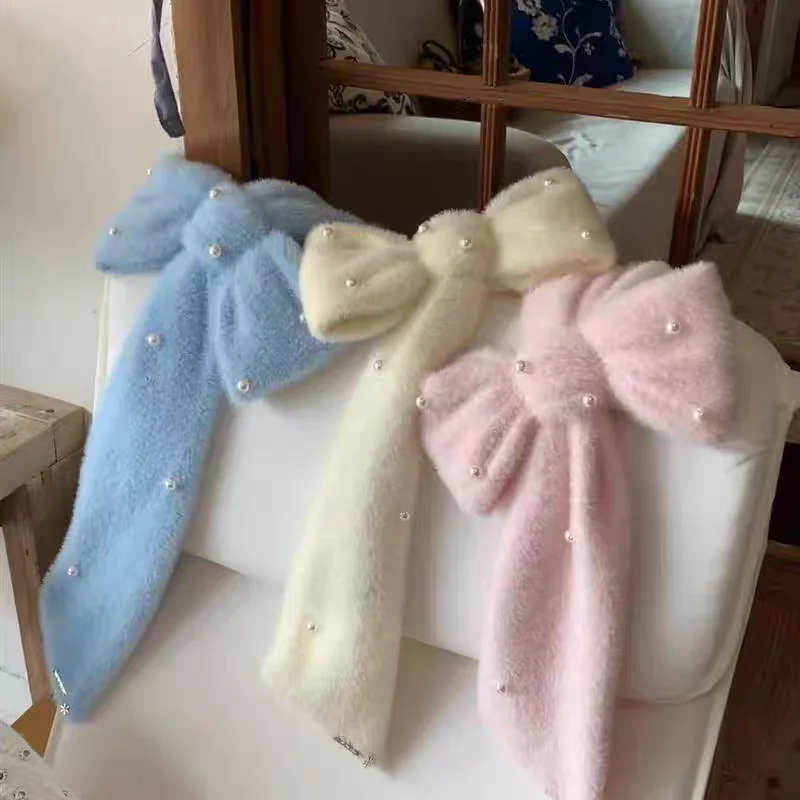 

New Advanced Warmth Autumn Winter Pearl Student Polka Dot Korean Sle awl Two Use Scarf Ne Warmer Two Use Faionable Ac...