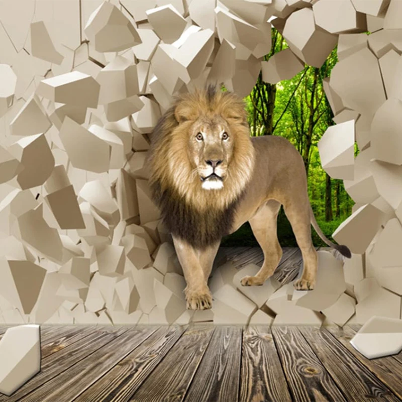 Custom 3D Stereo Lion Animal Mural Cartoon Photo Wallpaper for Living Room TV Background Home Decor Wall Covering Backdrop image 4