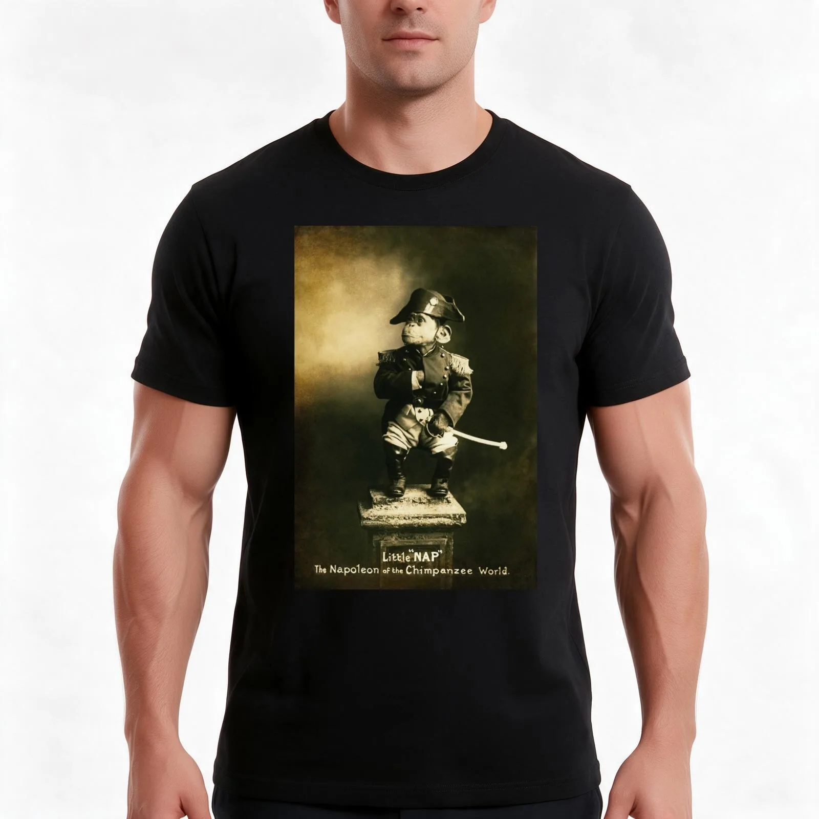 Little Nap The Napoleon of the Chimpanzee World! T-Shirt, Summer Casual Cotton Tee, Oversized Streetwear Tops, Unisex Men Women
