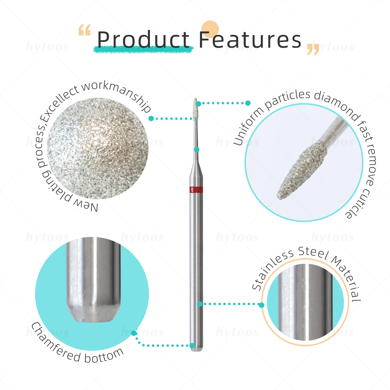 HYTOOS Mini cône diamant cuticule forets à ongles forets russes pour ongles sécurité professionnelle ongles outil de nettoyage de peau morte