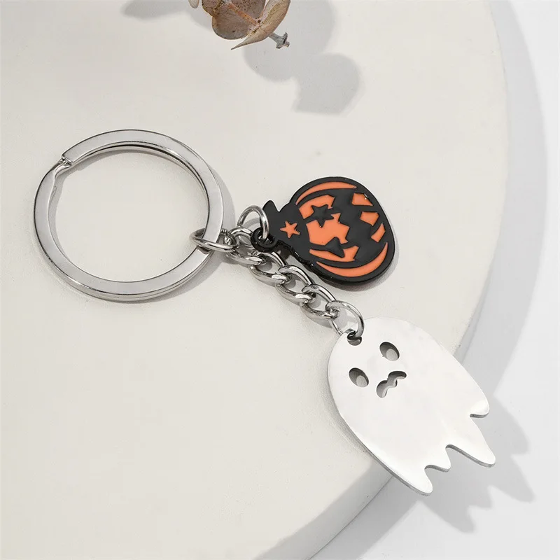 10 Pieces Cartoon Pattern Creative Halloween Theme Pumpkin Ghost Keychain Creative Party Pendant Wholesale