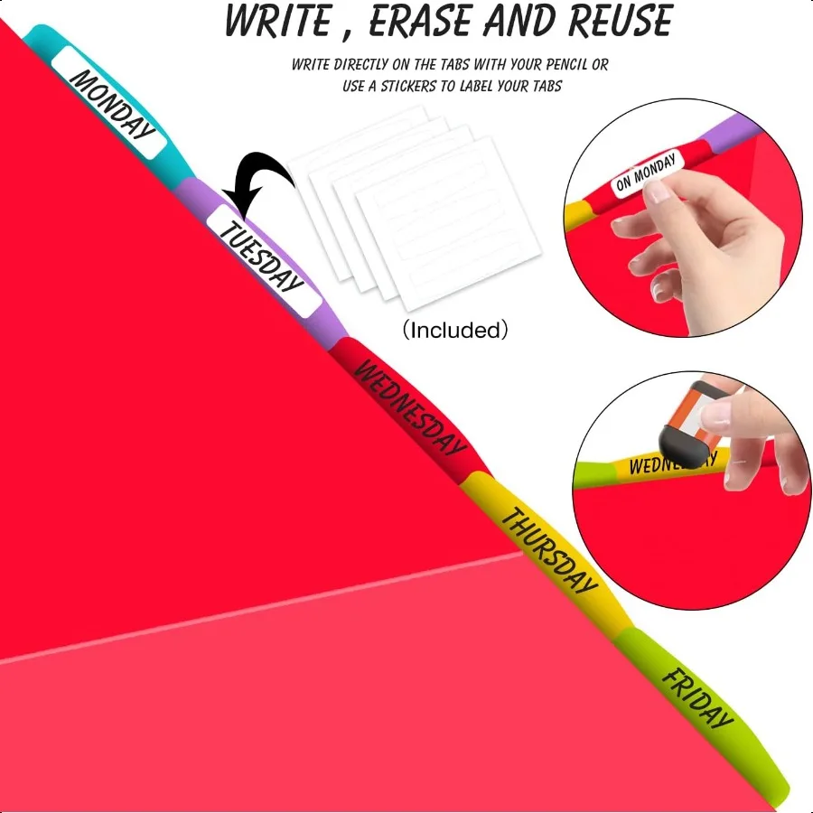 5Tab พลาสติก Binder แบ่ง 2 กระเป๋า 3 ชุด 15 pcs Multicolor กระเป๋าแบ่ง 3 หลุมสําหรับ 3 แหวน Binders Bividers