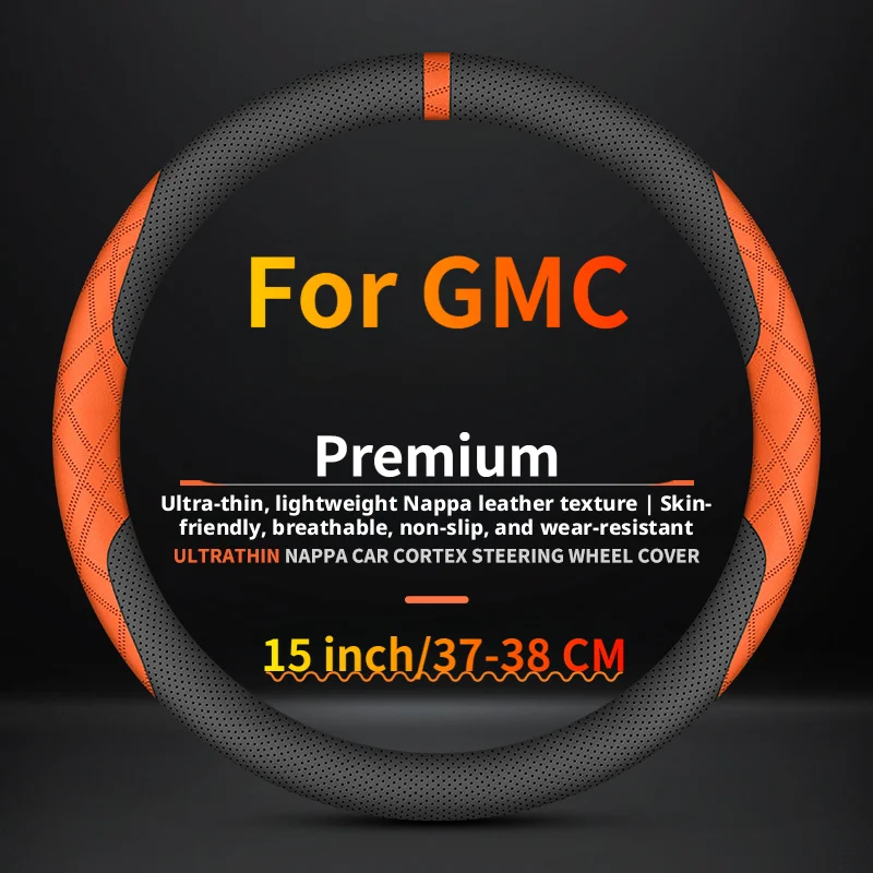 Breathable Nappa Leather Fashion Car Steering Wheel Cover, Fits GMC Sierra 1500 Sierra 2500 HD / 3500 HD Savana Acadia
