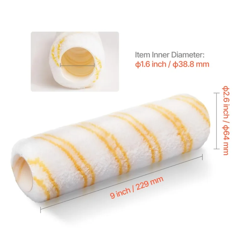 طقم أسطوانة طلاء مكون من 19 قطعة مع بكرات طلاء مقاس 4 بوصة و9 بوصة وصينية طلاء لطلاء السقف على الحائط