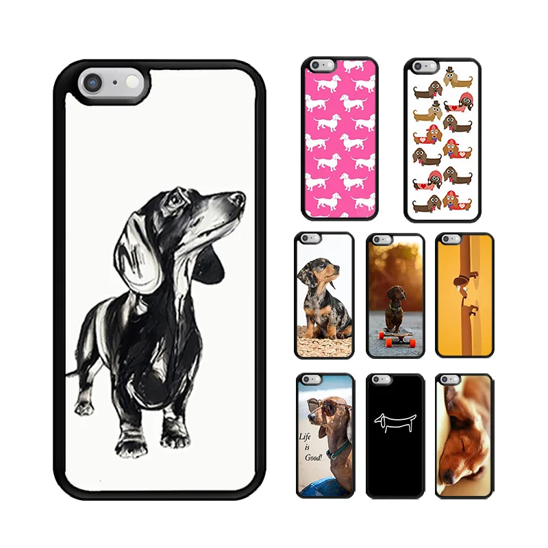 Phone Cover Case for iPhone 6 6S 7 8 PLUS X XS XR 11 12 13 MINI 14 15 PRO MAX Rubber Silicone Dachshund Silhouette Dog