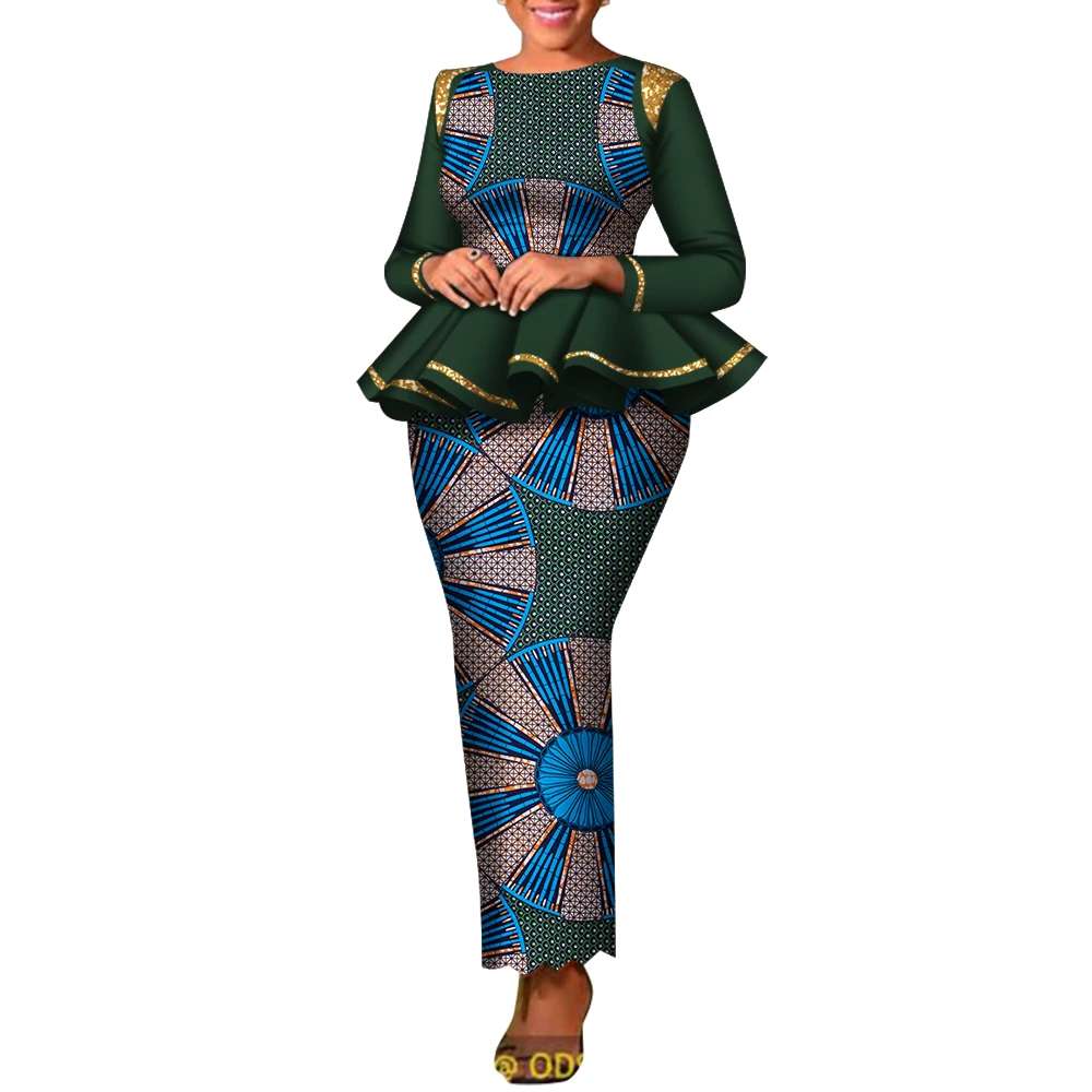 Conjunto de 2 piezas de ropa africana tradicional para mujer, vestido de fiesta, faldas, Tops Dashiki hechos a medida + faldas WY8780