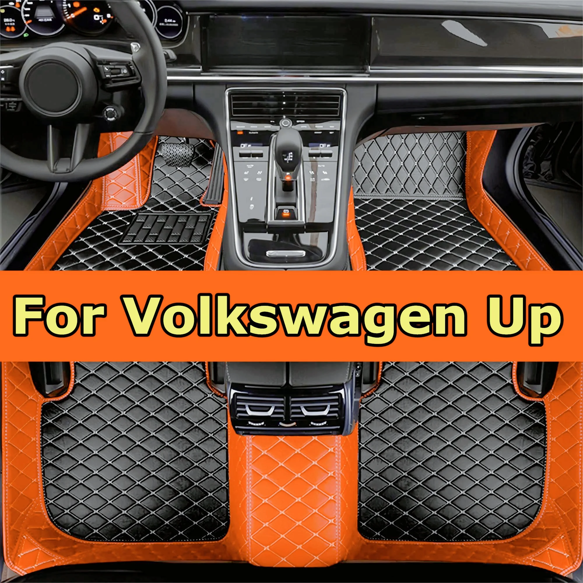 Full Set Car Floor Mats for VW Volkswagen Up 2013 2014 2015 2016 2017 2018 2019 Luxury Leather Floor Mats for Cars Mats Carpets