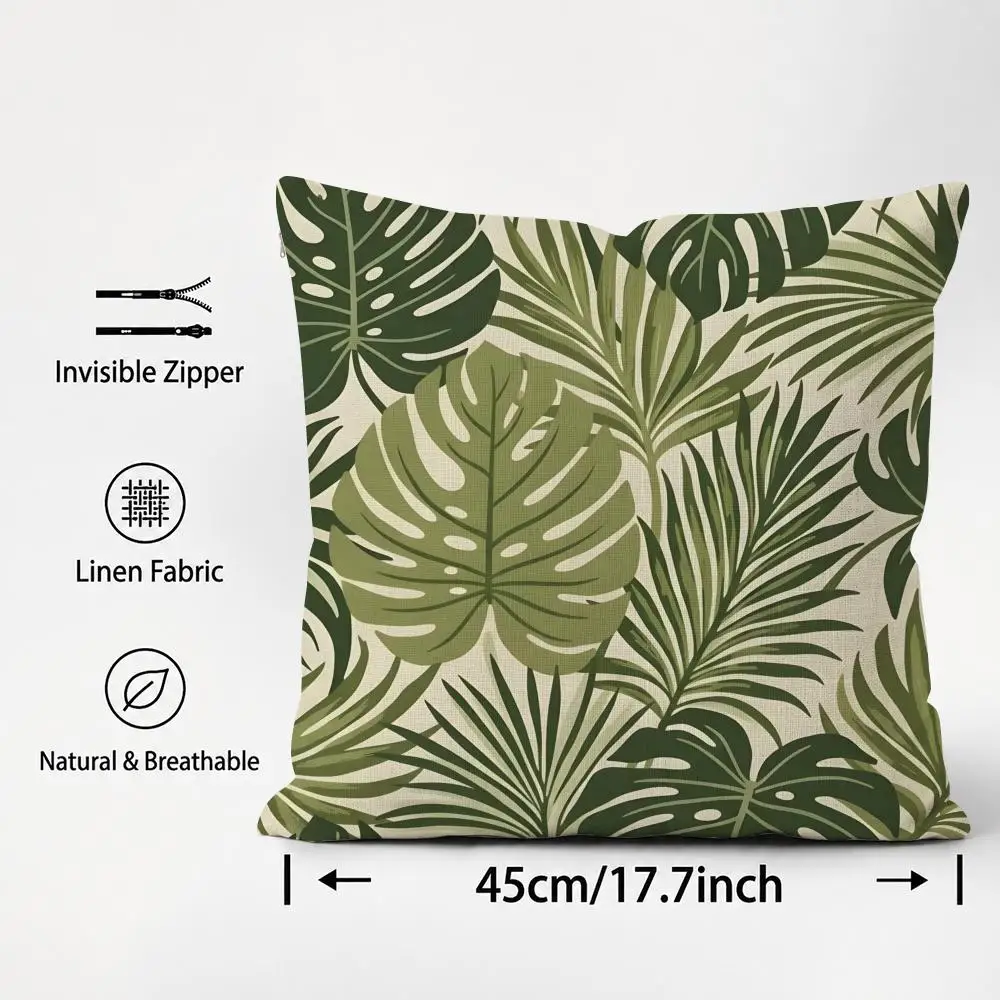 Pattern Modern Style Leaf Pattern Cushion Cover Cushion Covers Natural Linen Breathable Sofa Bedroom Decor Pillowcase
