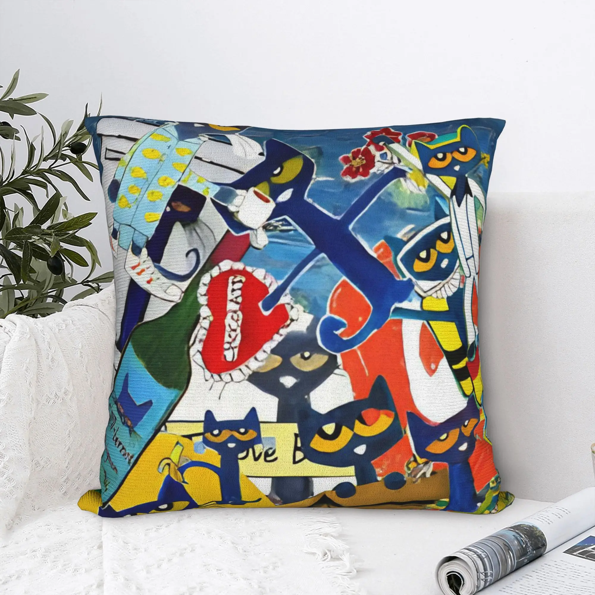 Cool Kitten Petes the Cat  Square Pillow Cases  Cushion Covers Awesome Zippered Decor Pillowcase for Living Room 40*40cm