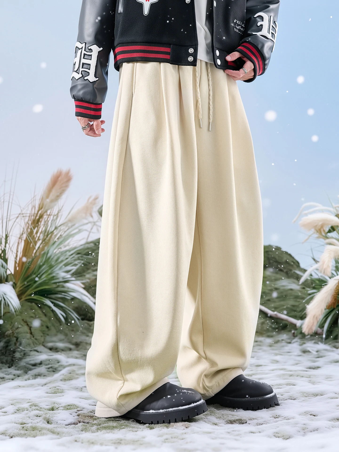 

Nuthink American Retro Corduroy Pants Men's Fce Lined Wide Leg Sweatpants Spring 2026 Faion Trend Youth Daily Wear