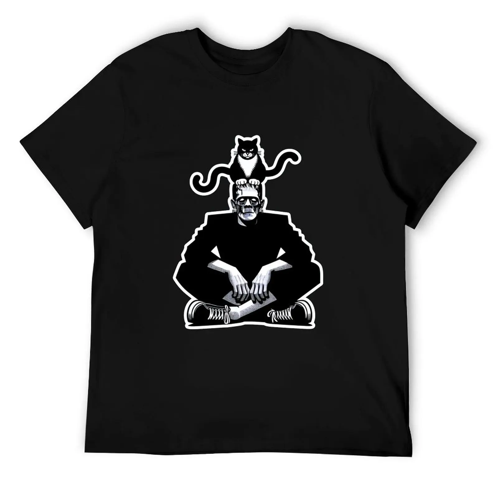 

Frankenstein with a cat on his head T-Shirt graphic t shirts for man t shirts designer T-Shirt