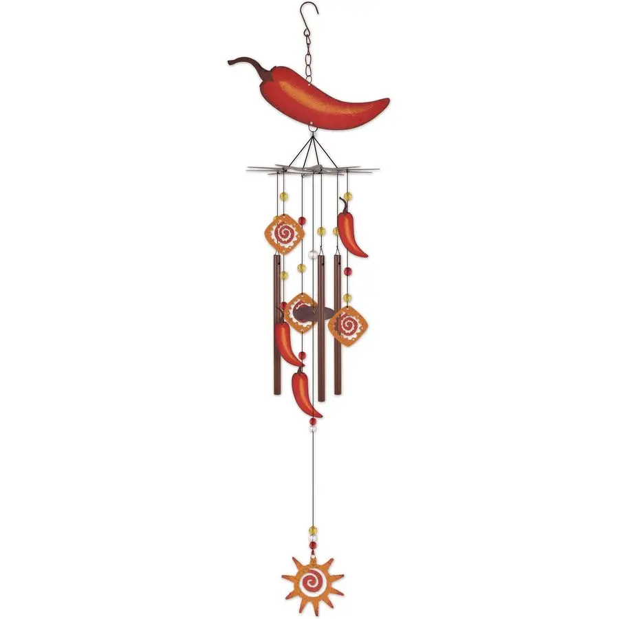 

Southwest Collection Large Rustic Metal Wind Chime, Chile Pepper