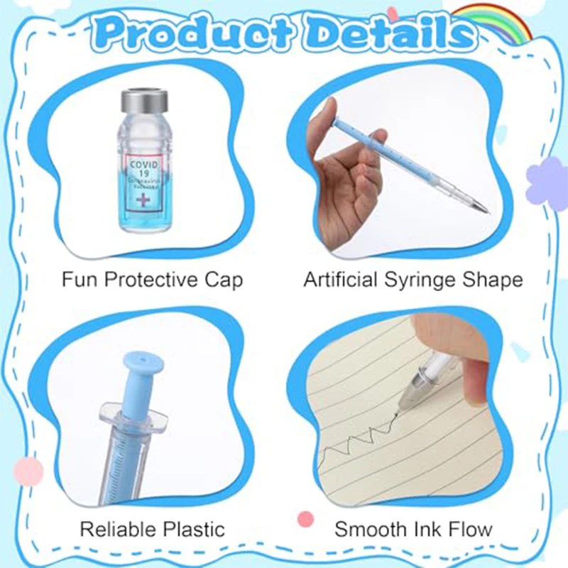 30Pcs Funny Injection Syringe Design Ball Pen Smooth Writing Ballpoint Pens Doctor Nurse Stationery Gift