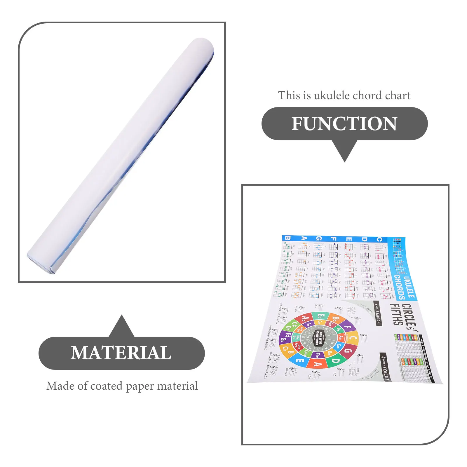 

Ukulele Chord Poster for Beginners Waterproof Coated Chart Learning Tool for Music Theory and Chord Writing Practice