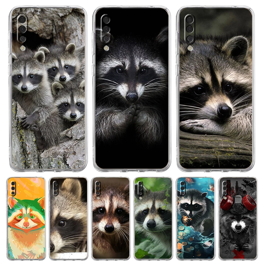 

Cute Animal Raccoon Transparent Phone Case for Samsung Galaxy A12 A50 A52 A70 A40 A10 A20 A30 A02 A03S A04 Cover Silicone Shell