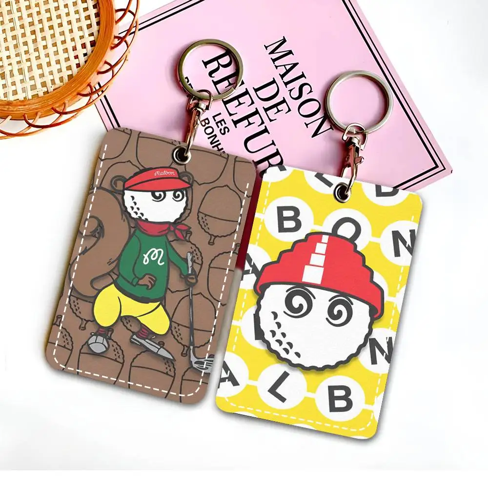 

L-Leisure M-Malbones Golf High Quality Print Access Card Case Leather Card Holder Keychain Key Ring Door Access Tags ID Keychain