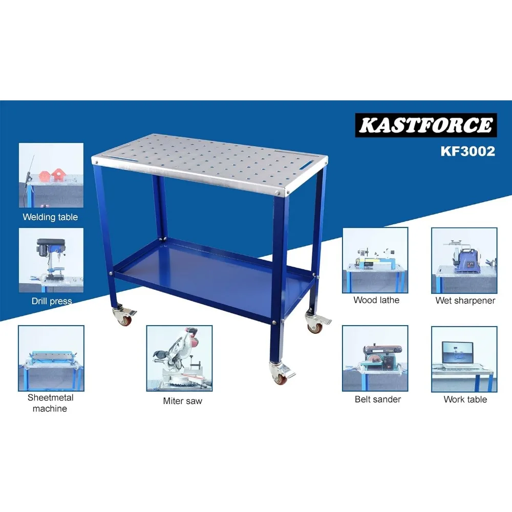 KF3002 Rust-Free 36”×18” Welding Table 1200 lbs Loading Capacity, Wedling Cart Universal Work Table with 5/8" Holes,