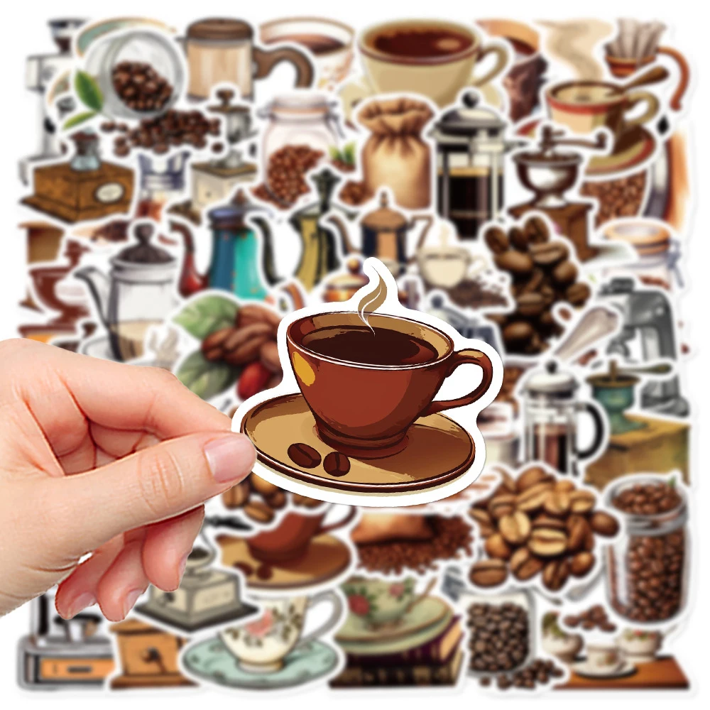 

10/30/50pcs Retro Coffee Bean Graffiti Stickers Funny Cartoon Decals Water Bottle Fridge Phone Car Waterproof Sticker Wholesale