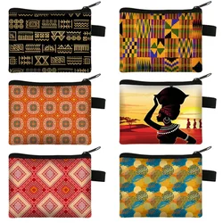 Afro Tribal Ethic Print Coin Purse African Women Coin Bag Africa Traditional Pattern Earphone Credit Card Holder Small Wallet