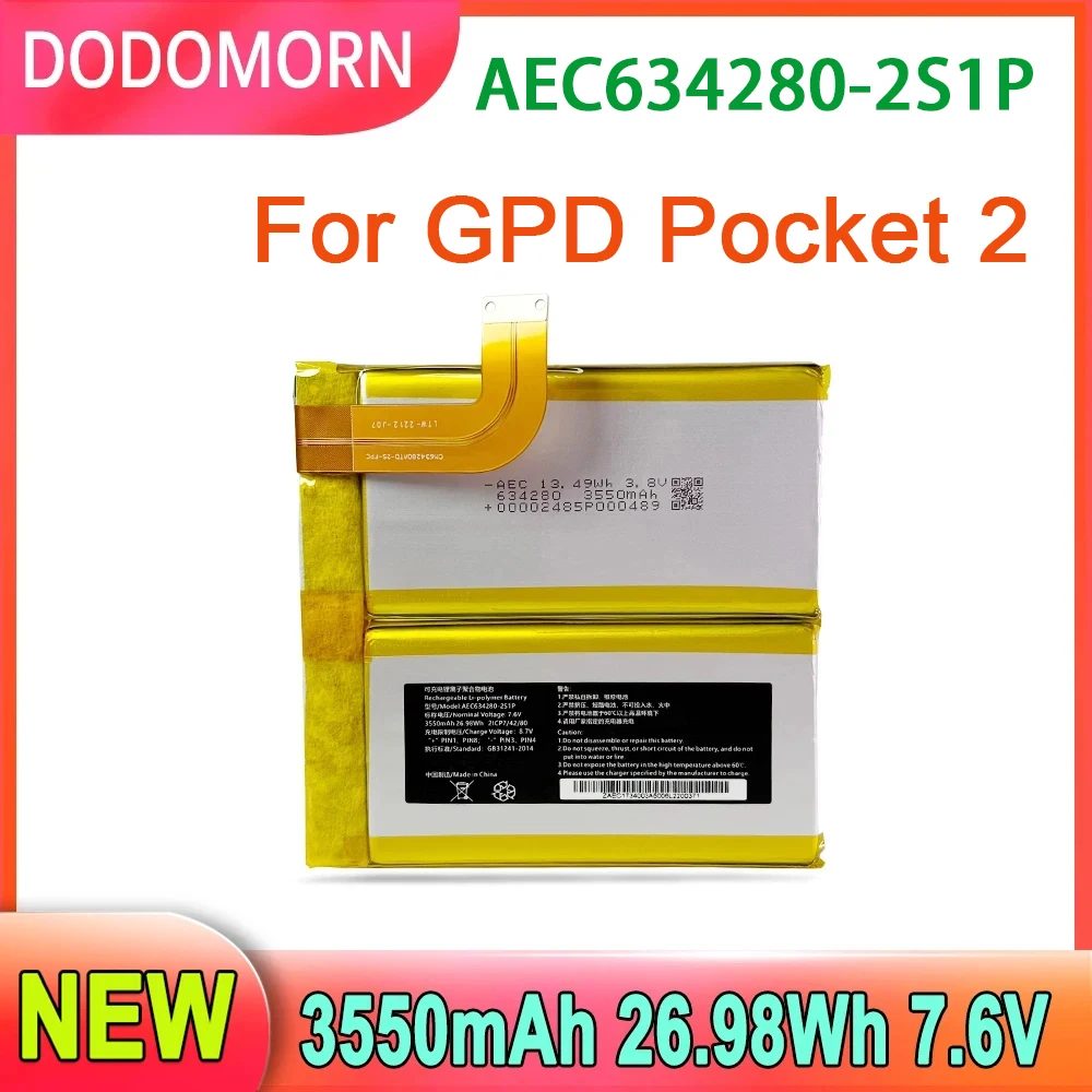 بطارية لاب توب DODOMORN ، بطارية كمبيوتر لوحي جيب GPD 2 ، محمول باليد للألعاب ، 26.98Wh ، V ، ضمان لمدة عامين ،