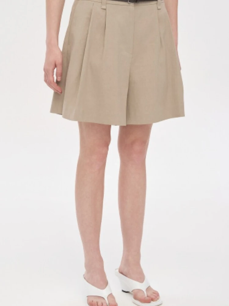 

High Waist Comfortable Breathable Casual Shorts with Belt Simple Style Cotton Women's Summer Fashion Pants Loose Fit Straight...