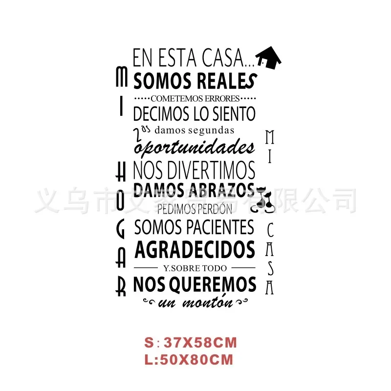 Adesivo da parete con testo codice casa intagliato in spagna, citazioni ispiratrici spagnole, proverbi per soggiorno, camera da letto, adesivi in vinile