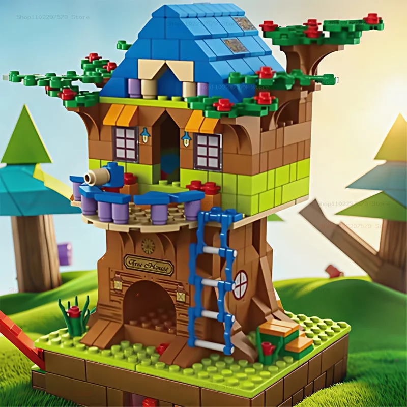 New 6In1 Tree House TreeHouse Girls Castle Room Climb Slide Classic Model Building Blocks Sets Bricks Toy For Boys Children Gift