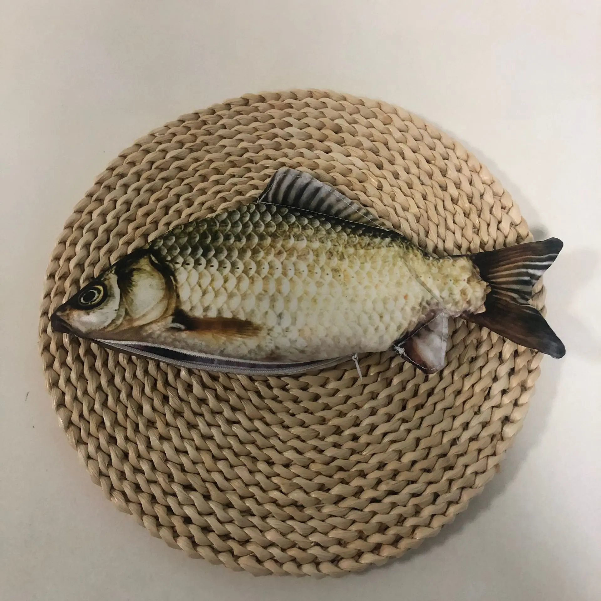 Bolsa de lápices con forma de pez realista, estuche de lápices con cremallera, bolsa de lápices de regreso a la escuela