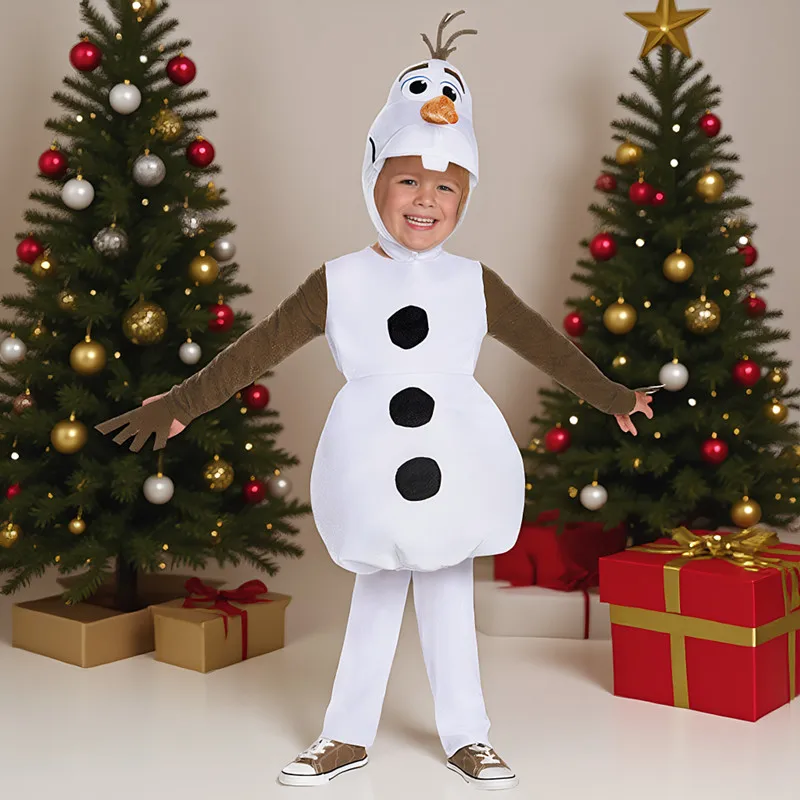 New Year's Olaf Character Costume for Kids Toddler Anime Fantasy Party Outfit Christmas Performance Costume with Hat and Vest