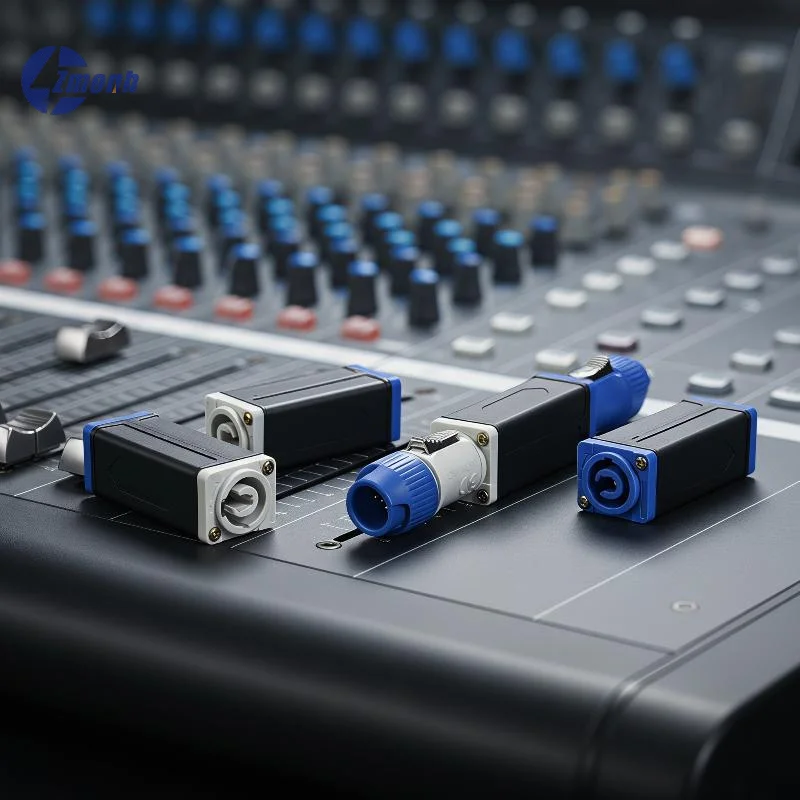 New！1Pcs Speakon Panel Mount Straight Adapter Blue White LED PowerCon AC Coupler Adapter Extender Connector