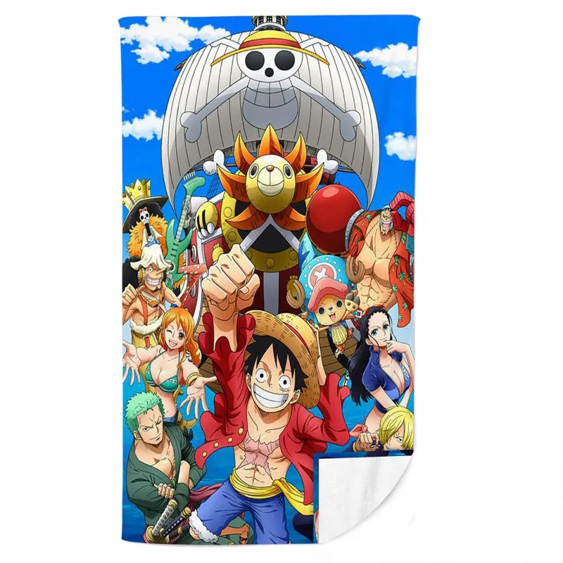 

In Stock Animation One Piece Sunny Ship Luffy Fitness Running Sweat Practical Beach Towel Swimming Bath Towel Anime Model