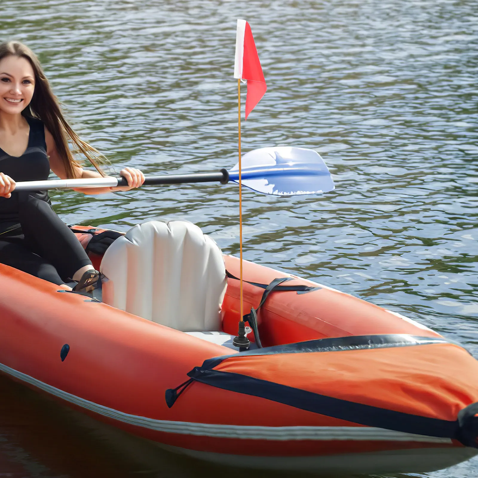 

1Set Kayak Flag Set Professional Folding Safety Flag with Robust Flagpole Holder Base for Canoe Boating Marine Activities Uv
