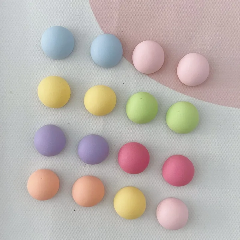 30Pcs Mini -colour Round Bean Resin DIY Icebox Shoes Hat Barrette Mobile Phone Case Decoration Cream Glue Flat Back Patch