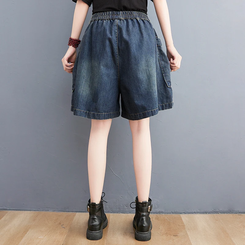 OHRYIYIE Blue Summer Loose Wide Leg Denim Jeans Shorts Women 2023 New High Waist All Match Short Pants Female Large Size Shorts