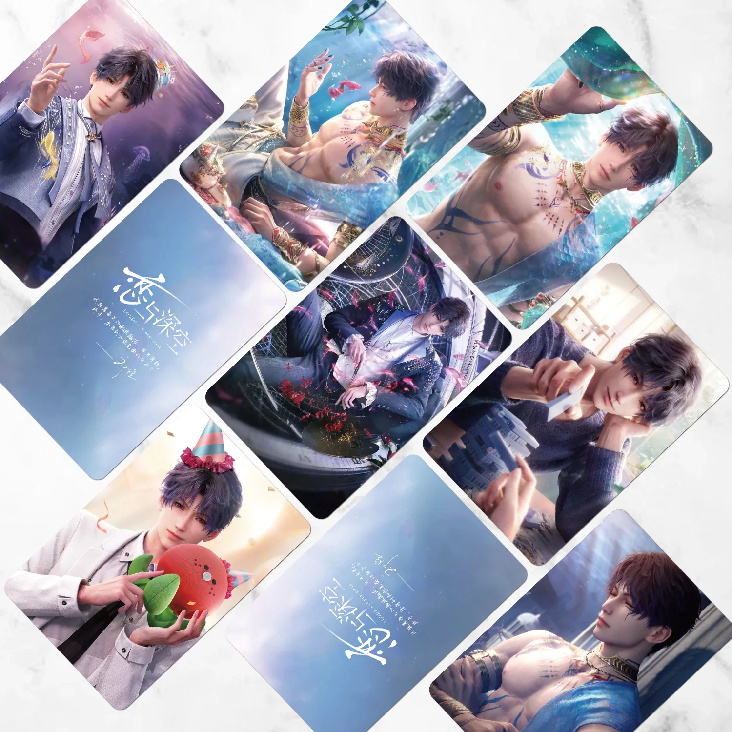 55 Pcs/Set Game Love And Deepspace Rafayel QIYU Lomo Card Personal Character Laser Photo Card Fans Collection Gift