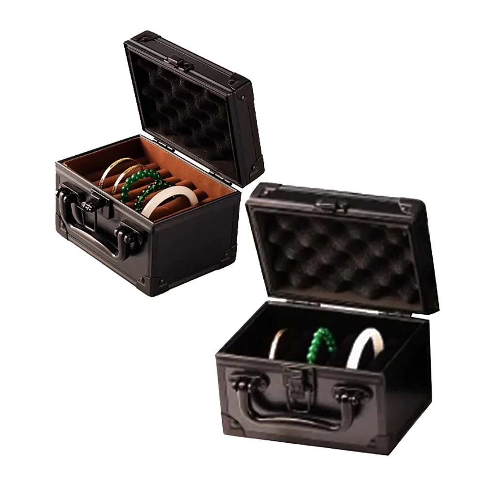 Black Secure Lockable Aluminium Alloy Bangel Holder With Soft Sponge Cushion Earring Bracelet Ring Jewelry Storage Display Box