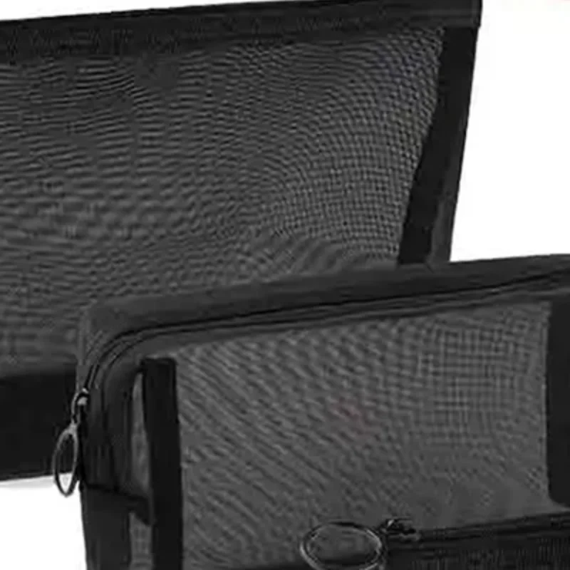 Klare Netz-Kosmetiktaschen, klein, groß, schwarz, Make-up-Tasche, tragbar, Reise-Kulturbeutel, Organizer, Aufbewahrungstasche für Lippenstift