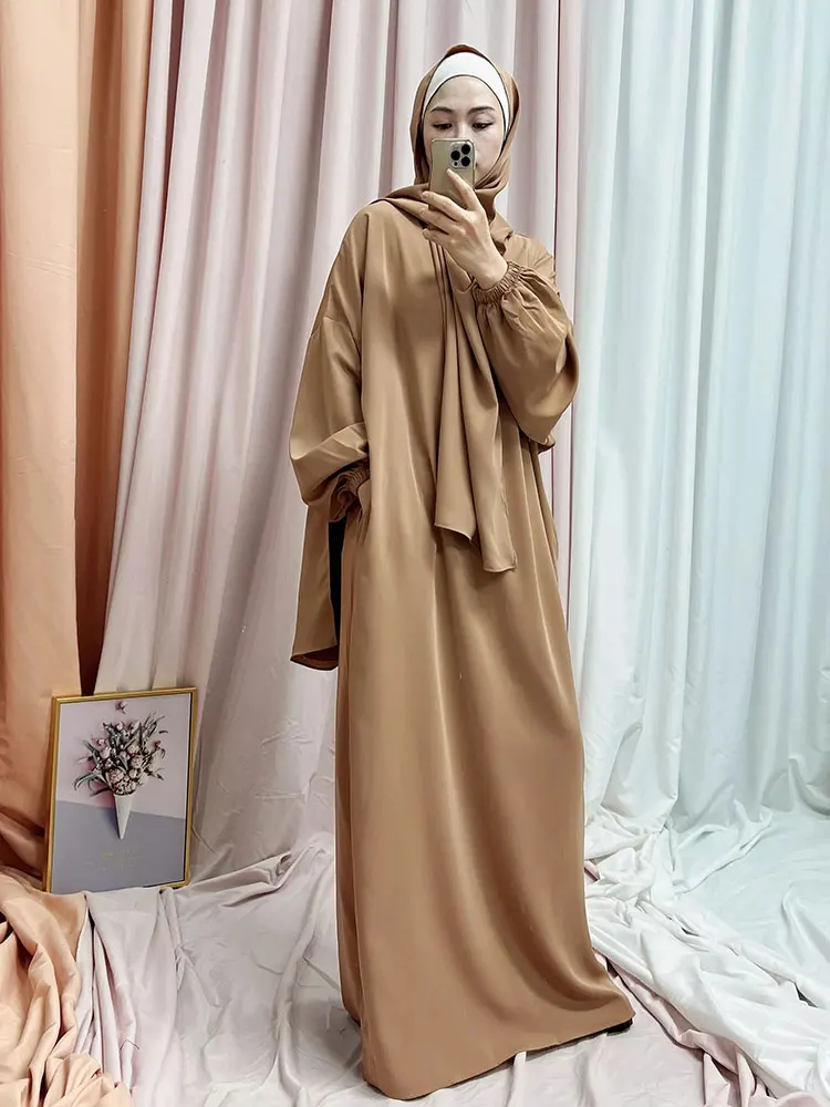 Modest Muslim Women Hijab Abayas Prayer Long Maxi Dress Turkish Djellaba Khimar Dubai Islam Arab Eid Ramadan Femme Robe Jalabiya