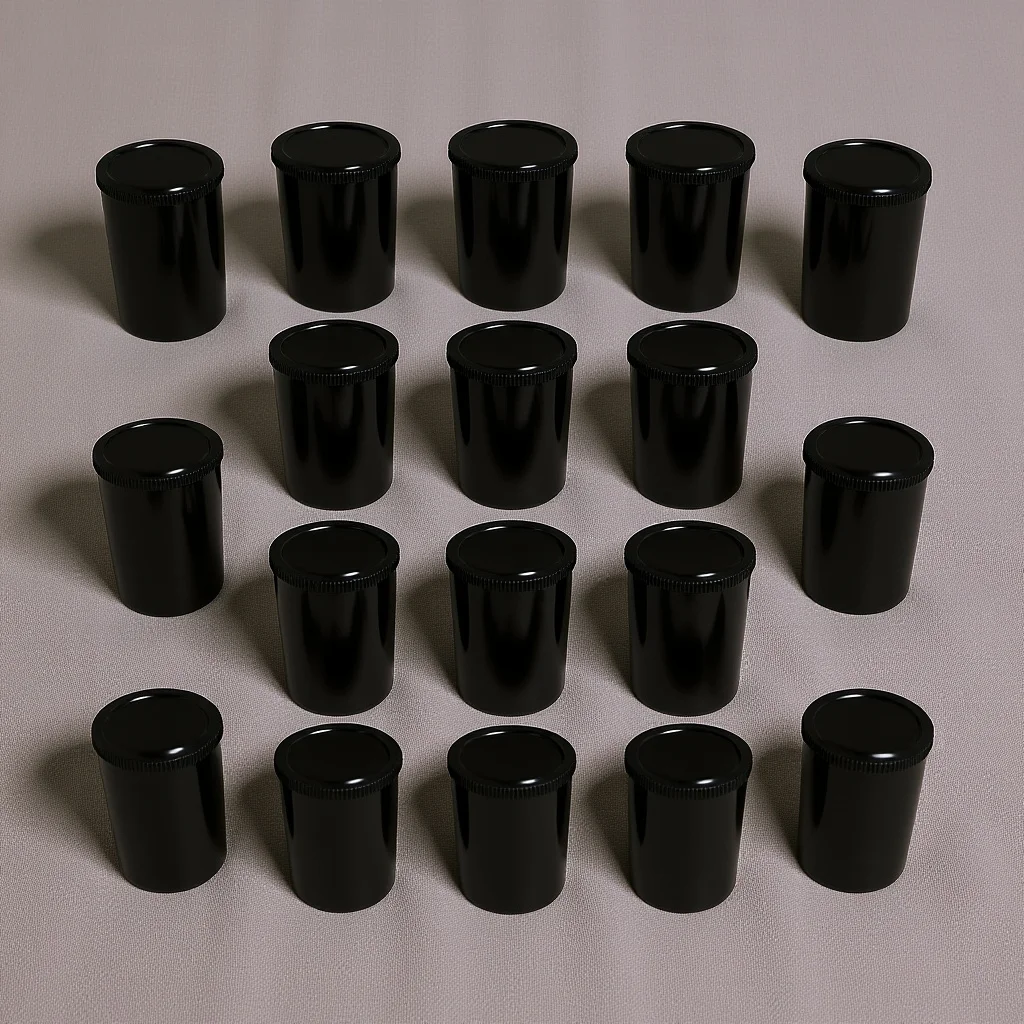 

20Pcs Black Film Canisters Light Blocking Storage Containers for Photographers Durable Compact Design with Lids